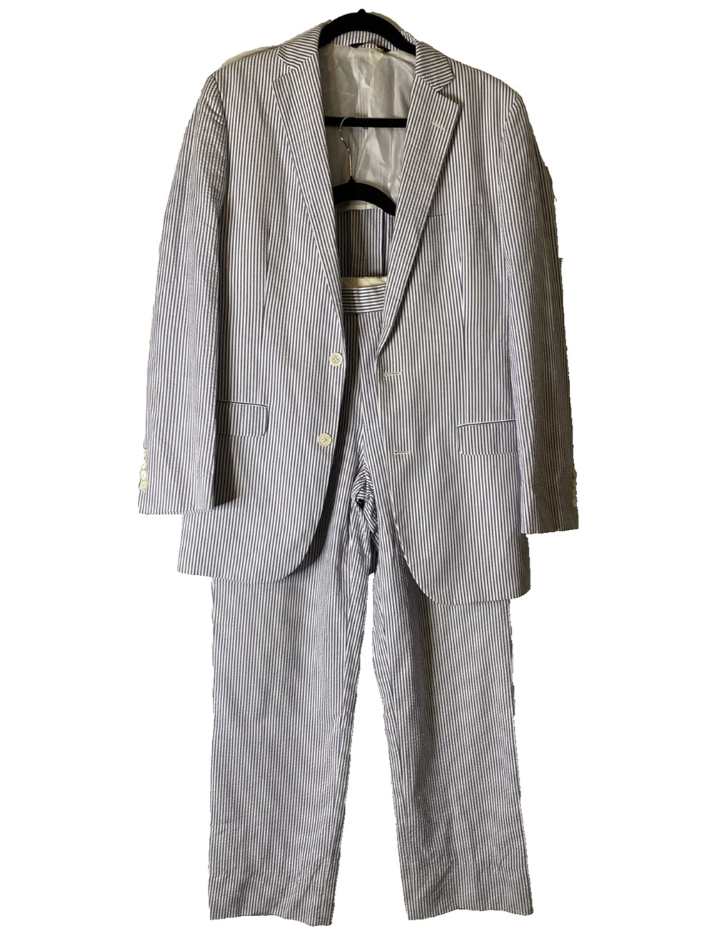 Brooks Brothers Fitzgerald Seersucker Suit 39L 33W Slim Fit Summer Vintage